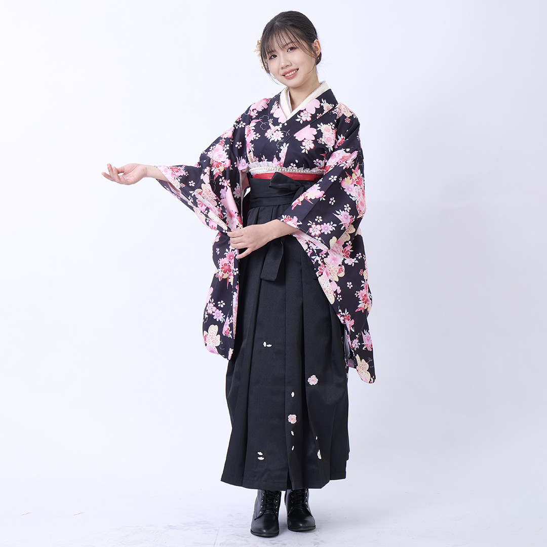 袴3点セット 袴 袴下帯 二尺袖 桜 ストラップ 刺繍入り 卒業式 大学卒業式 着物 和装小物 高級感