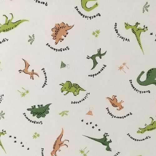 サイズが選べる】ランチョンマット・給食ナフキン ダイナソー柄生成り