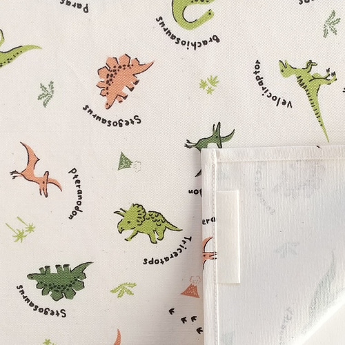 サイズが選べる】ランチョンマット・給食ナフキン ダイナソー柄生成り