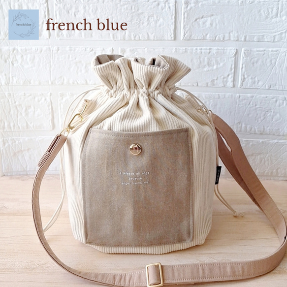 FEILER グレー コーデュロイ 巾着バッグ FEILER（トートバッグ）の