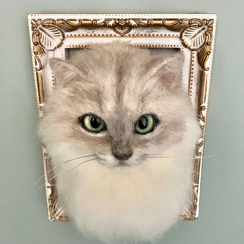 オーダー うちの子 羊毛フェルト フレーム 猫 枠猫 額縁 リアル ペット