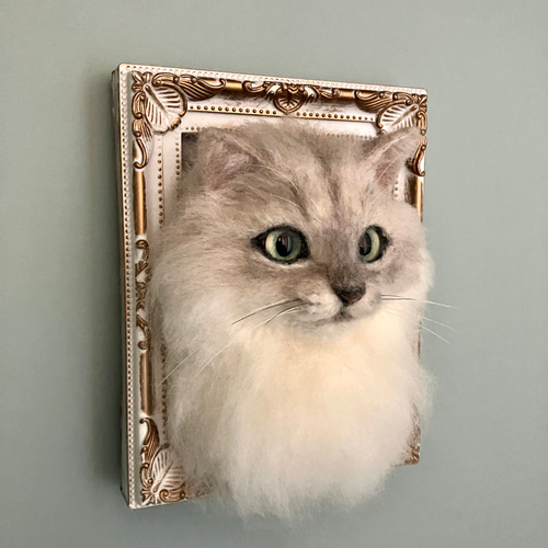 羊毛フェルト フォトフレーム 猫 ハンドメイド 羊毛フェルト