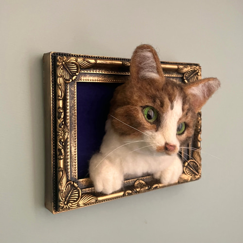 オーダー うちの子 羊毛フェルト フレーム 猫 枠猫 額縁 リアル