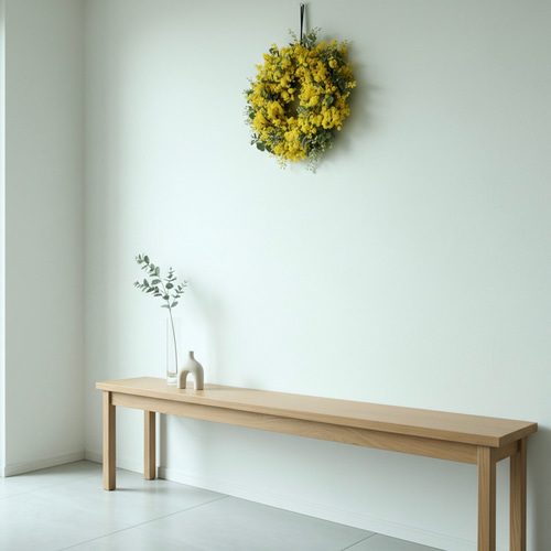 ボリュームたっぷり国産 フレッシュ ミモザのリース 25cm 結婚式 卒業