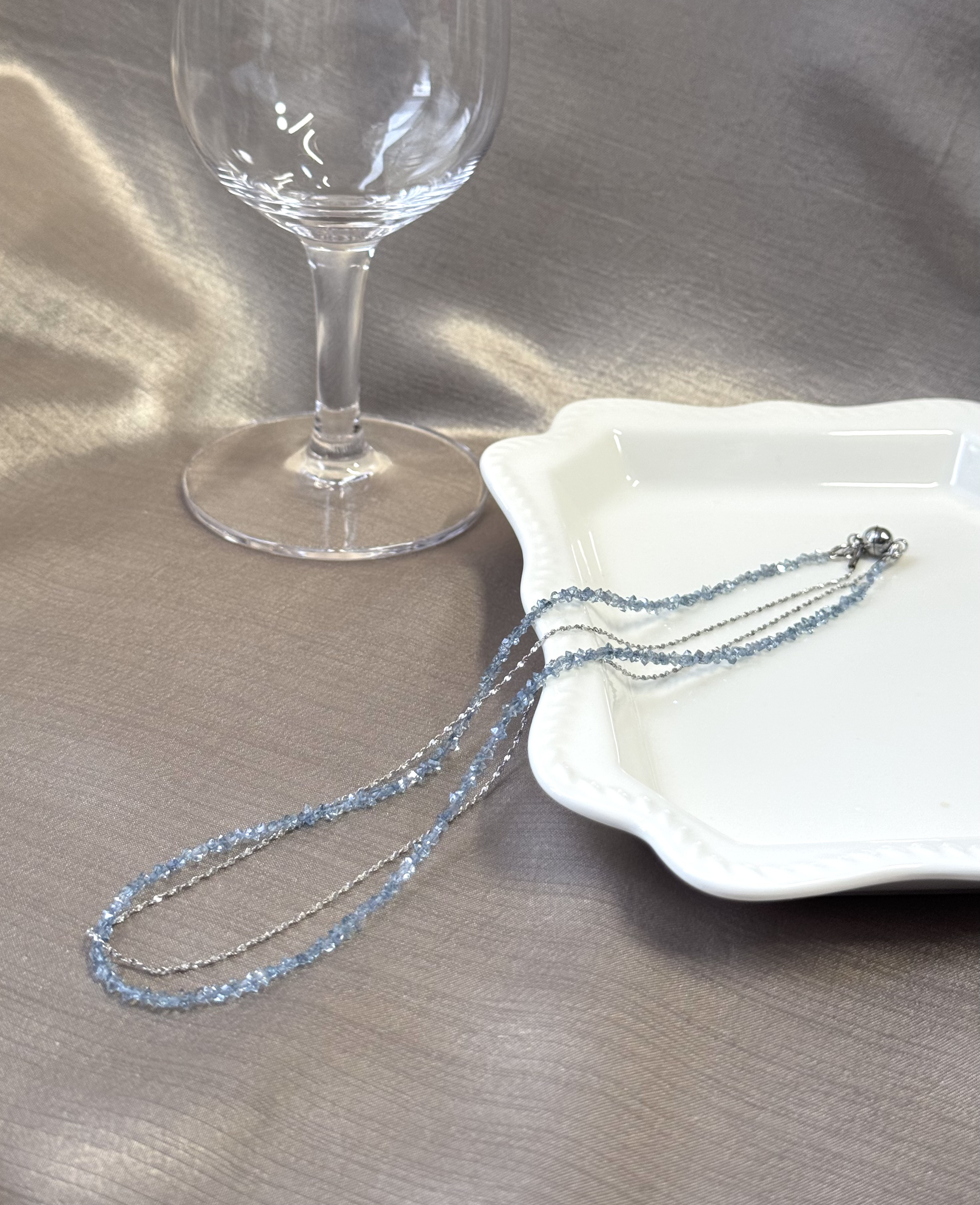 華奢なハーキマーダイヤモンドネックレス