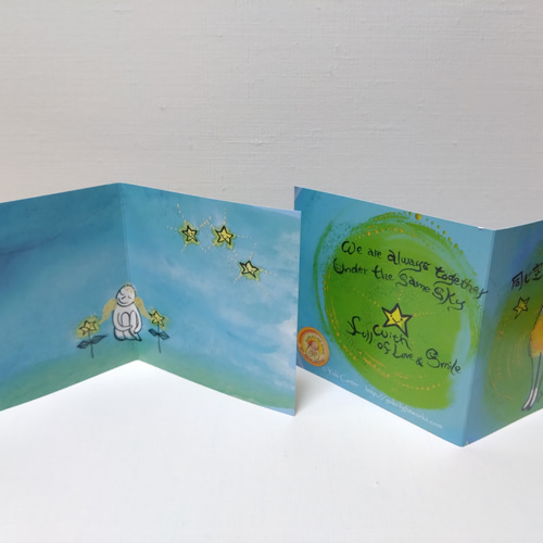 ミニメッセージカード1枚（封筒付）A 同じ空の下皆いつもつながって