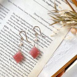 アメジストのローゼンジカービングピアス 天然石 14kgf イヤリングに