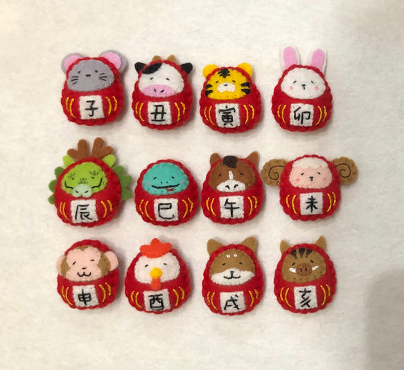 ミニ干支だるま（1個）ハンドメイド フェルト その他雑貨
