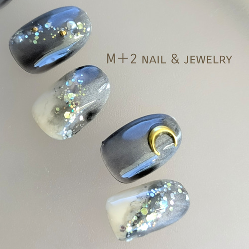 【専用】オーダーネイルチップ　マグネットネイル　3P 送料無料◇Moonネイル ネイルチップ 【マグネットネイル】【月