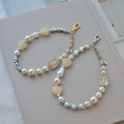 エレガントなハンドストラップ スマホストラップ2種 ターコイズブルー