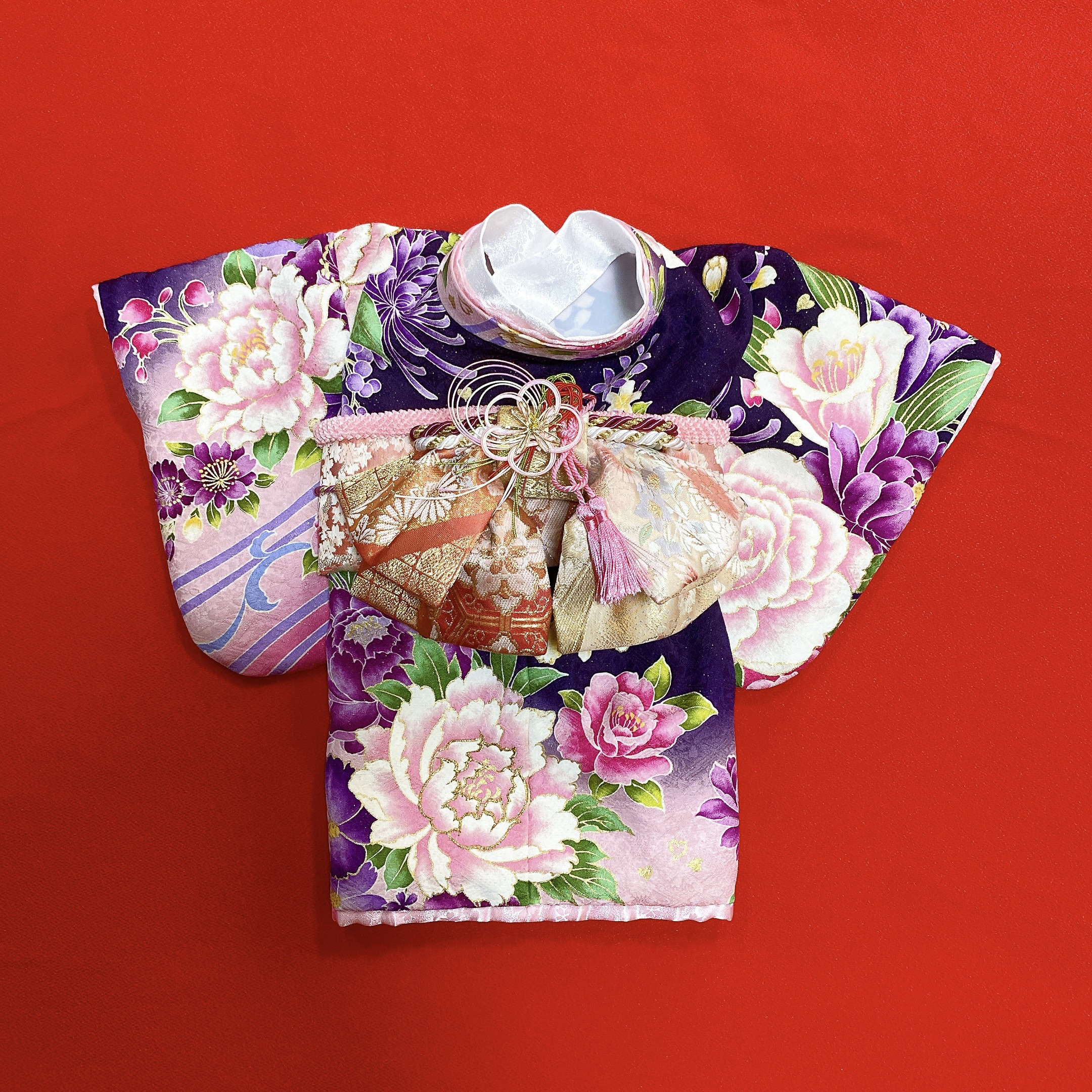 即納✨犬の着物✨犬用本格大振袖 M ピンク 正絹金彩入り