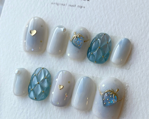 quilting×strawberry nail ネイルチップ（つけ爪） ufu-nail