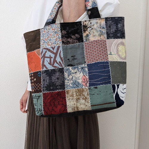 新作一点物】トートバッグ（大）【パッチワーク】洋服にあう着物