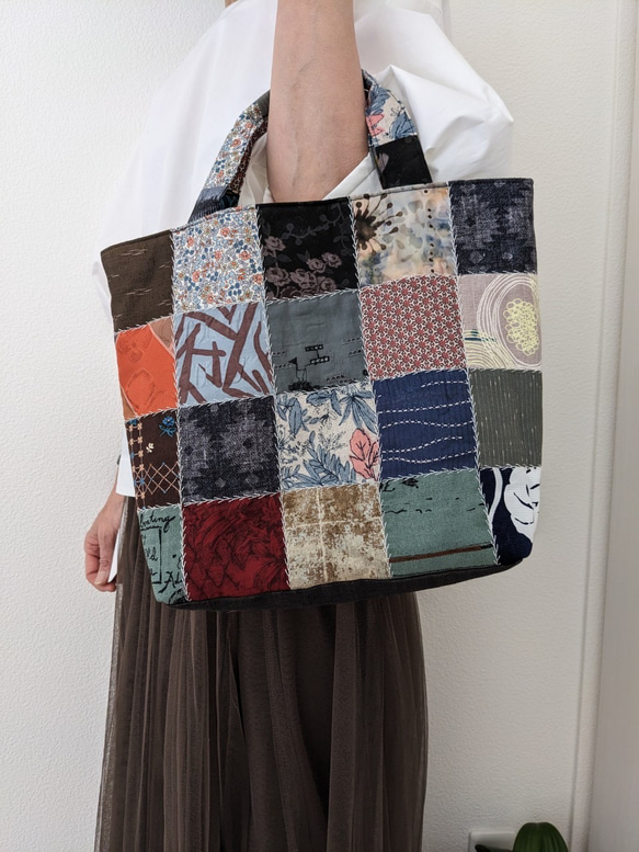 新作一点物】トートバッグ（大）【パッチワーク】洋服にあう着物