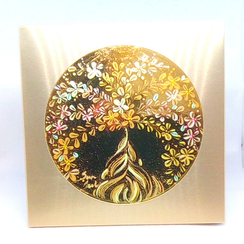 開運絵画 金のなる木 お金 風水 引き寄せ 金運アップ 金箔 虹
