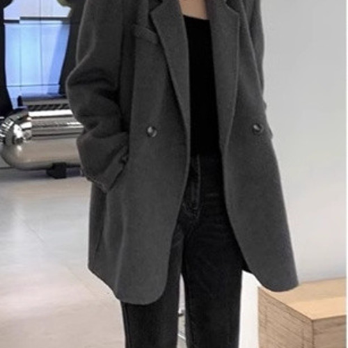 新しい グレーのブレザーラシャコートレディース秋冬新作