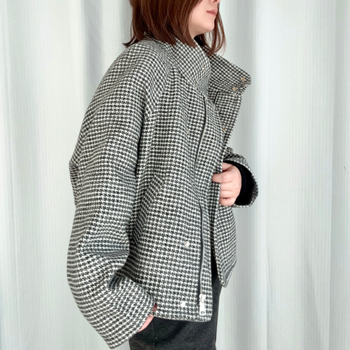 即納♪再販秋冬新作2025❤︎小千鳥格子ショートジャケット/ビッグ