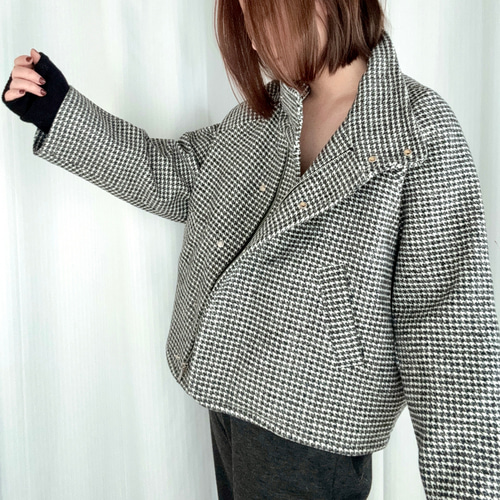 即納♪再販秋冬新作2025❤︎小千鳥格子ショートジャケット/ビッグ