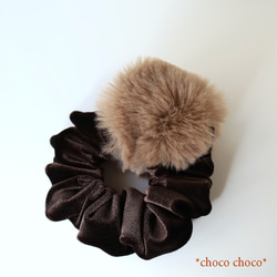 環保毛絨髮圈（棕色） 第4張的照片