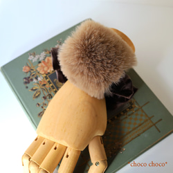 環保毛絨髮圈（棕色） 第3張的照片