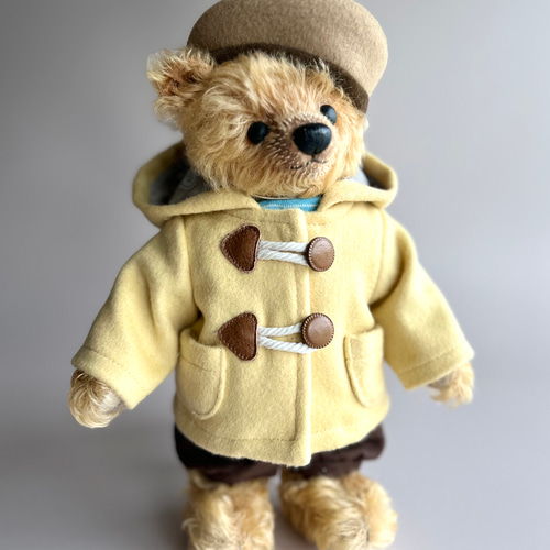 テディベアのお洋服【Mサイズ】 ダッフルコート（イエロー