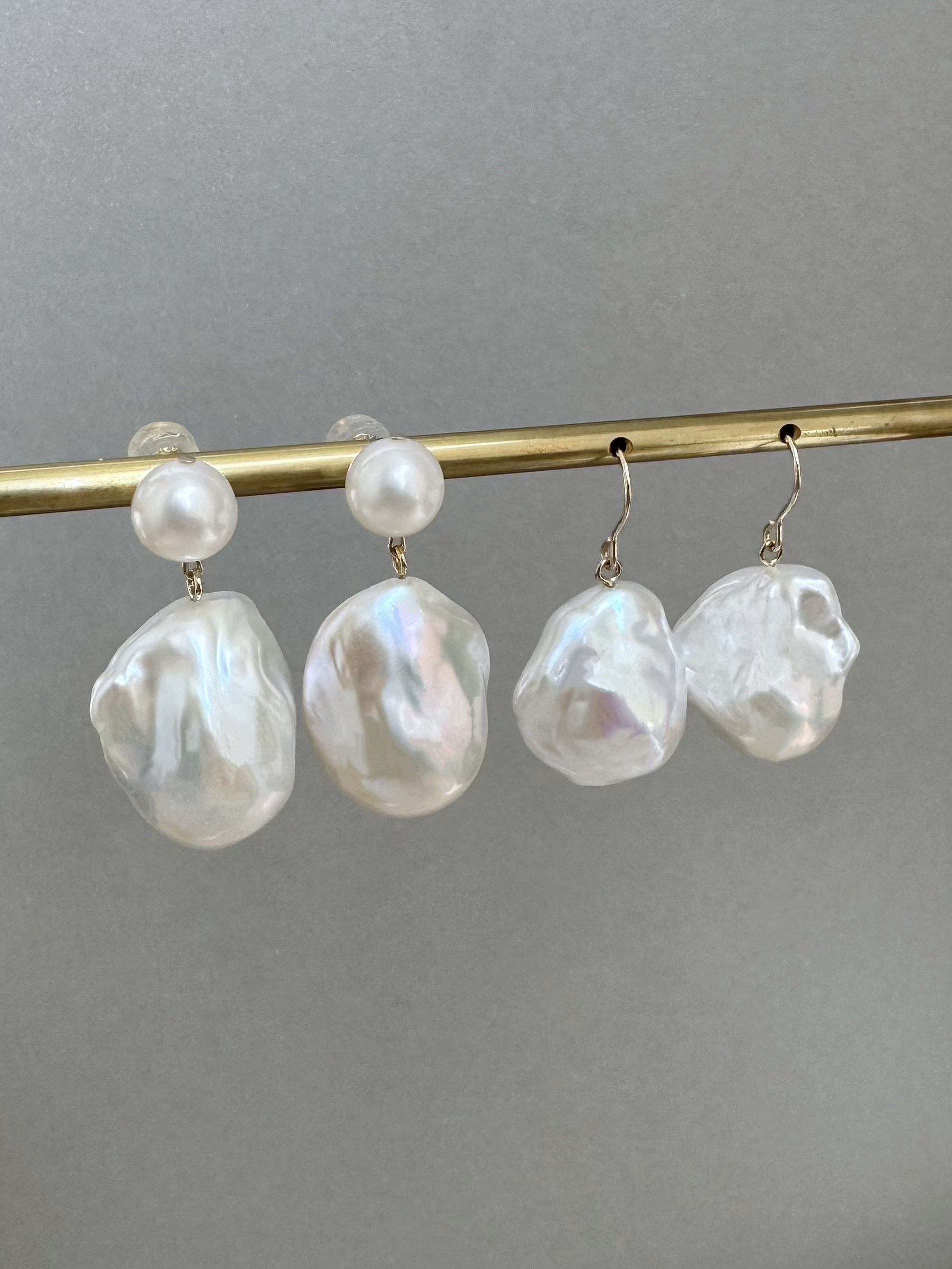 選べるパールイヤリング　hook pearl earrings、oyster swing pearl earrings