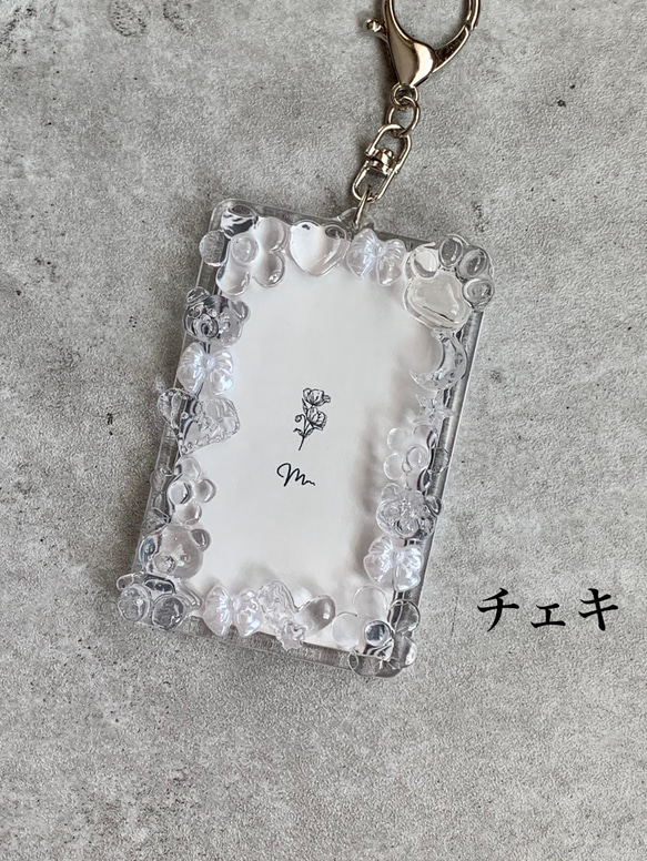 チェキキーホルダー】再販 硬質ケース 『 clear 』white ribbon