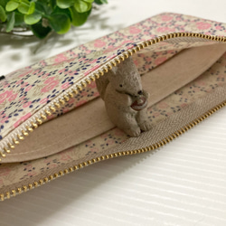 仕切り付き　ラミネートポーチ　(リングフラワー・ピンク) 4枚目の画像