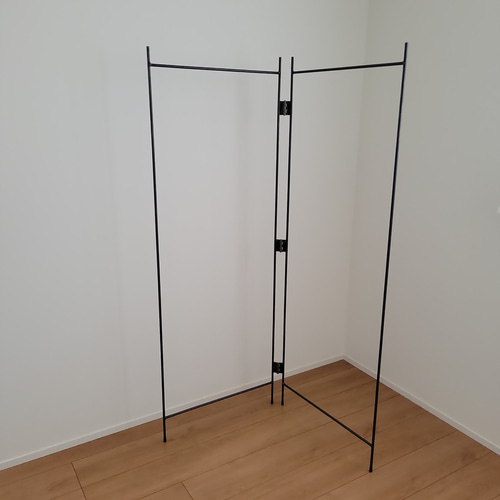 ハンガーラック コーナー収納 黒皮鉄 店舗 什器 オシャレ おしゃれ