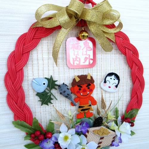 節分・鬼リース 25-5 タペストリー・壁掛け kisetukazari2 通販