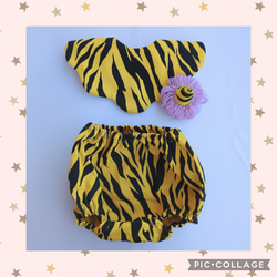 節分！鬼のブルマとスタイ 鬼のツノ3点セット 75-80サイズ ベビー服