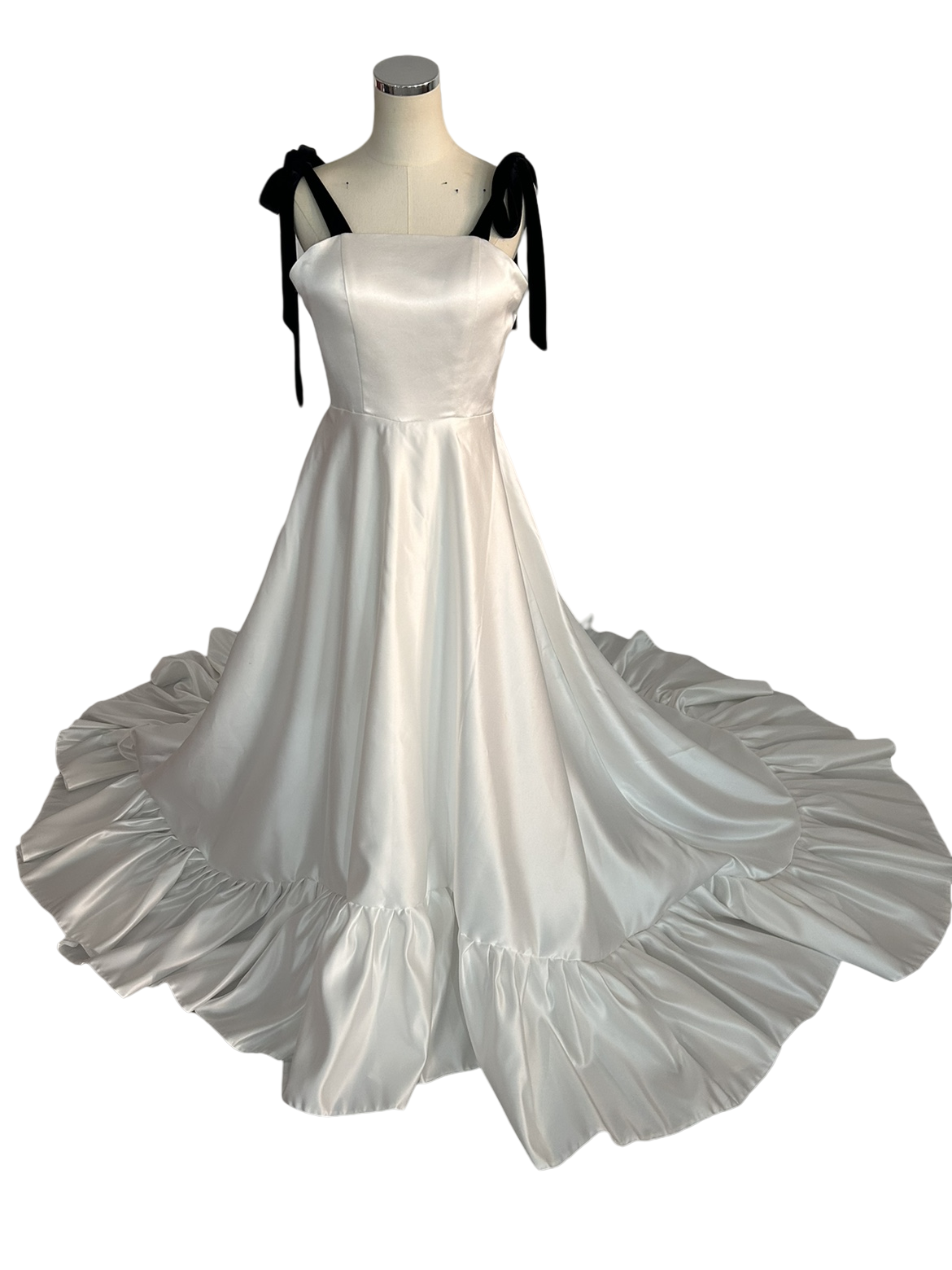 ウェディングドレス パーティードレス キャミソール 可愛い オフホワイト 光沢サテン 前撮り