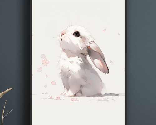 作家　アーティスト　ナオミライト　うさぎ② 桜兎戯舞 - ホーランド・ロップ・ラビット No.2】うさぎ・兎・桜