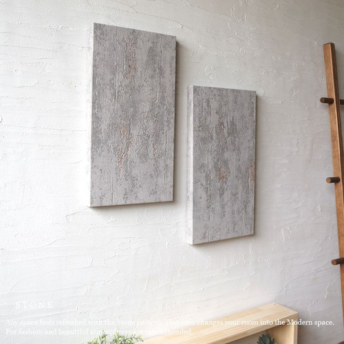 アートパネル 石素材感 グレー2枚組 gray 寝室 オブジェ 壁掛け 木製