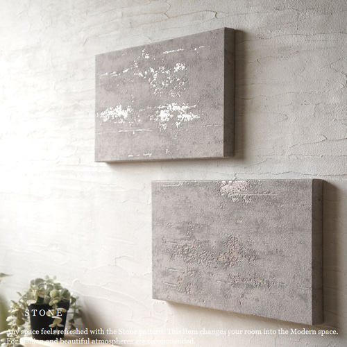 アートパネル 石素材感 グレー2枚組 gray 寝室 オブジェ 壁掛け 木製