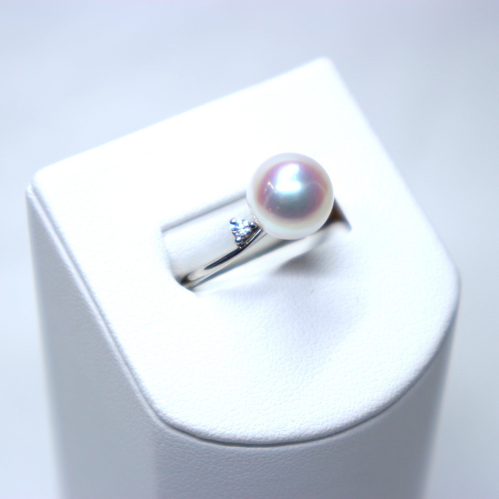 Ptアコヤ真珠リング③（9.0mm珠）