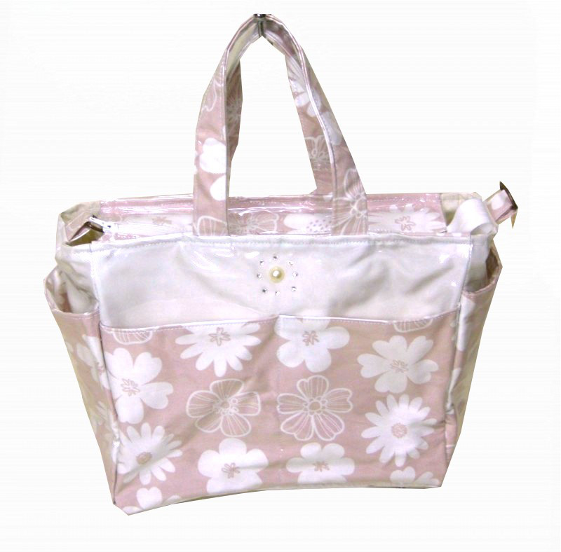トートバック マーガレット柄 手提げバック ビニール張
