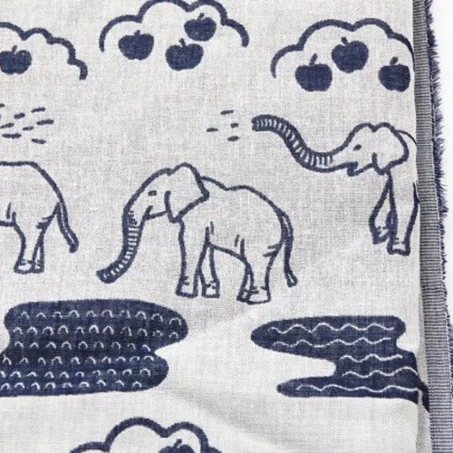 播州織』ふんわりダブルガーゼ ゾウと水辺とリンゴ 生地 clocomi 通販