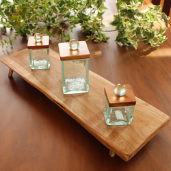 木製トレイ チーク材 無垢 原木 脚付き 長方形 アクセサリー