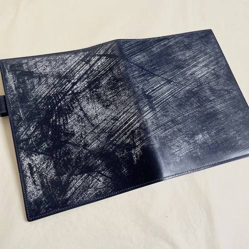 【受注生産】A5手帳カバー　ブックカバー　ブライドルレザー　手縫い　ブラック ブライドルレザー】A5 手帳カバー ノートカバー ブックカバー 本