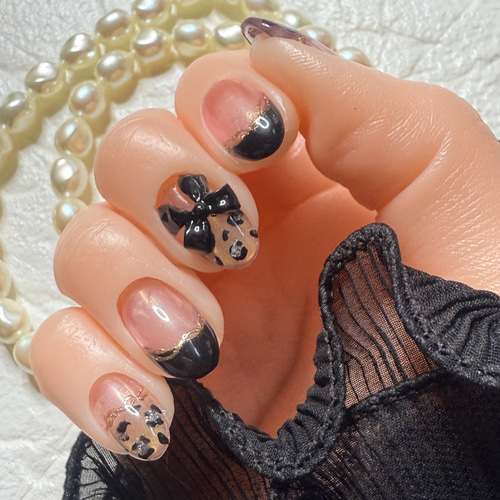 新作⭐︎クリア/レオパードネイル/フレンチネイル/短め 対応 ネイル