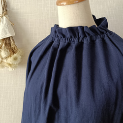 お袖レース❀ ハイネックギャザーブラウス　ネイビーのダブルガーゼ　日本製　卒園卒業式、入園入学式、セミフォーマルにも 10枚目の画像