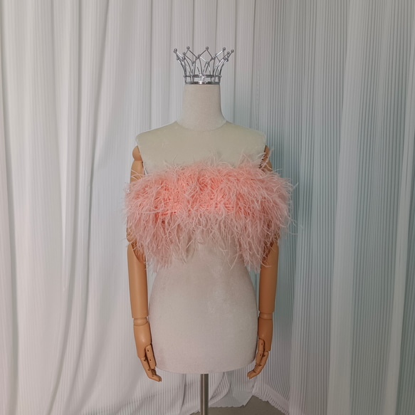 送料無料！フェザー ピンク ベアトップ 取り外し 色直し 可愛い 前撮り  