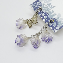 『白露』しらつゆのアシンメトリーピアス・イヤリング　ディップアート/耳飾り 3枚目の画像