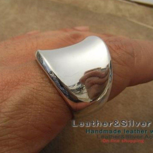 レザーアンドシルバーアクト幅広リング　逆反　シルバー925 ハンドメイドリング レザーアンドシルバーアクト幅広リング逆反シルバー925