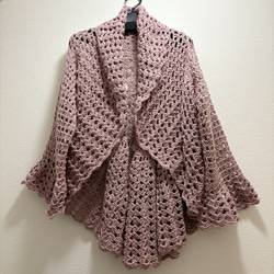 ☆handmade☆手編み ピンク円型モチーフニットジャケット ニット  