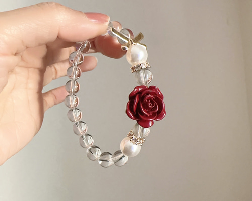 ♡バラの約束♡ アクセサリー バングルブレスレット 天然ホワイト