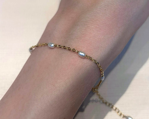 14k表記　天然パール　ブレスレット 14k表記 天然パール ブレスレット