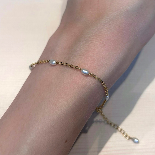 琵琶湖の美しさを手元に】ライスパールのブレスレット パール 真珠