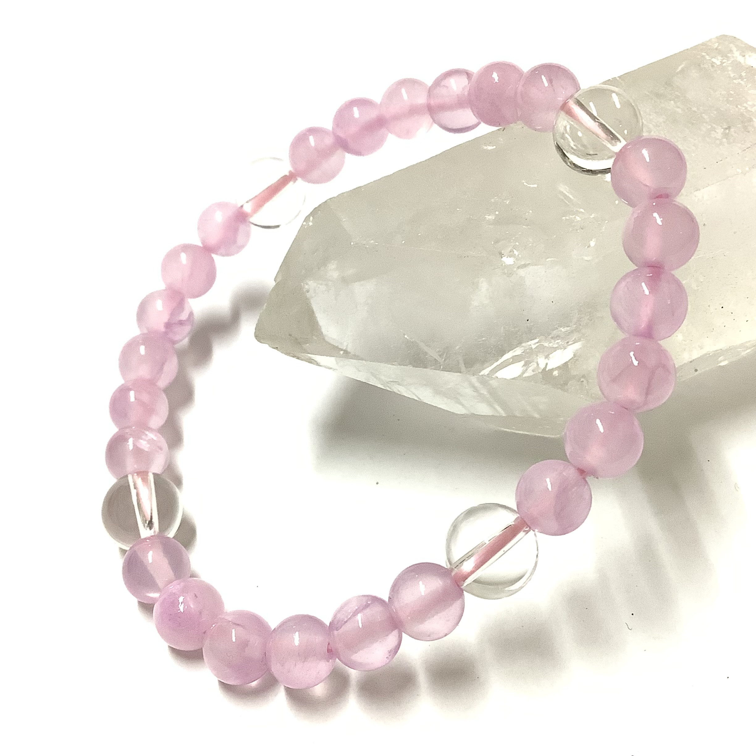 高品質☆一点物 ヒーリングストーン 天然石 クンツァイト ＆ ヒマラヤ水晶 ブレスレット